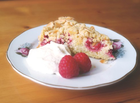 Raspberry Almond Streusel Cake
